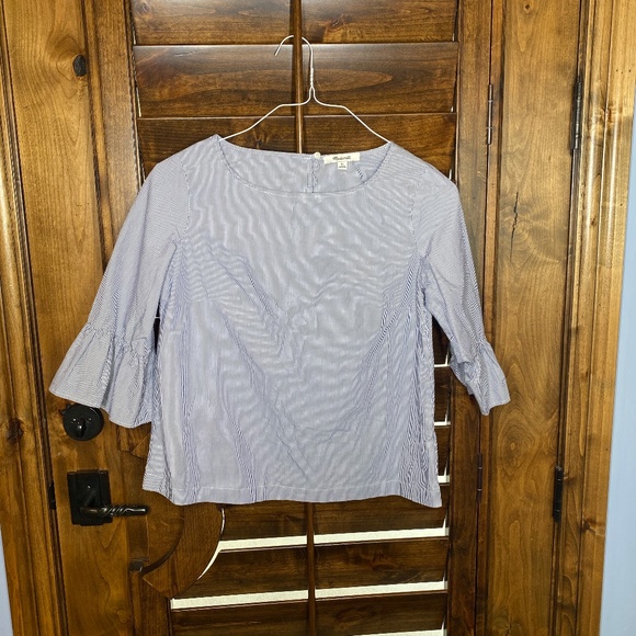 Madewell stripe blouse with ruffle sleeve - Picture 1 of 1